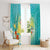 Hawaii Honu Window Curtain Tropical Flowers Turquoise Gradient