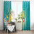 Hawaii Honu Window Curtain Tropical Flowers Turquoise Gradient