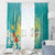 Hawaii Honu Window Curtain Tropical Flowers Turquoise Gradient