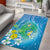 Hawaii Honu Area Rug Tropical Flowers Blue Gradient