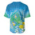 Hawaii Honu Baseball Jersey Tropical Flowers Blue Gradient