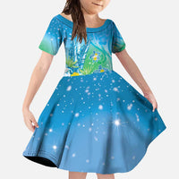 Hawaii Honu Family Matching Tank Maxi Dress and Hawaiian Shirt Tropical Flowers Blue Gradient