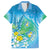 Hawaii Honu Hawaiian Shirt Tropical Flowers Blue Gradient