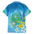 Hawaii Honu Hawaiian Shirt Tropical Flowers Blue Gradient