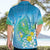 Hawaii Honu Hawaiian Shirt Tropical Flowers Blue Gradient