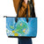 Hawaii Honu Leather Tote Bag Tropical Flowers Blue Gradient