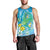 Hawaii Honu Men Tank Top Tropical Flowers Blue Gradient