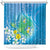 Hawaii Honu Shower Curtain Tropical Flowers Blue Gradient