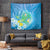 Hawaii Honu Tapestry Tropical Flowers Blue Gradient