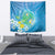 Hawaii Honu Tapestry Tropical Flowers Blue Gradient