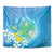 Hawaii Honu Tapestry Tropical Flowers Blue Gradient