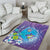 Hawaii Honu Area Rug Tropical Flowers Purple Gradient