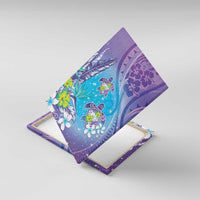 Hawaii Honu Canvas Wall Art Tropical Flowers Purple Gradient