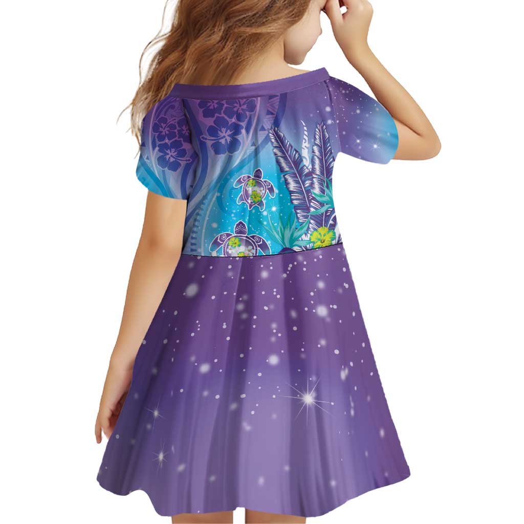 Hawaii Honu Family Matching Puletasi and Hawaiian Shirt Tropical Flowers Purple Gradient LT05 - Polynesian Pride