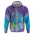 Hawaii Honu Hoodie Tropical Flowers Purple Gradient