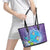 Hawaii Honu Leather Tote Bag Tropical Flowers Purple Gradient