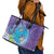 Hawaii Honu Leather Tote Bag Tropical Flowers Purple Gradient