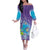 Hawaii Honu Off The Shoulder Long Sleeve Dress Tropical Flowers Purple Gradient