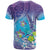 Hawaii Honu T Shirt Tropical Flowers Purple Gradient