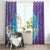 Hawaii Honu Window Curtain Tropical Flowers Purple Gradient