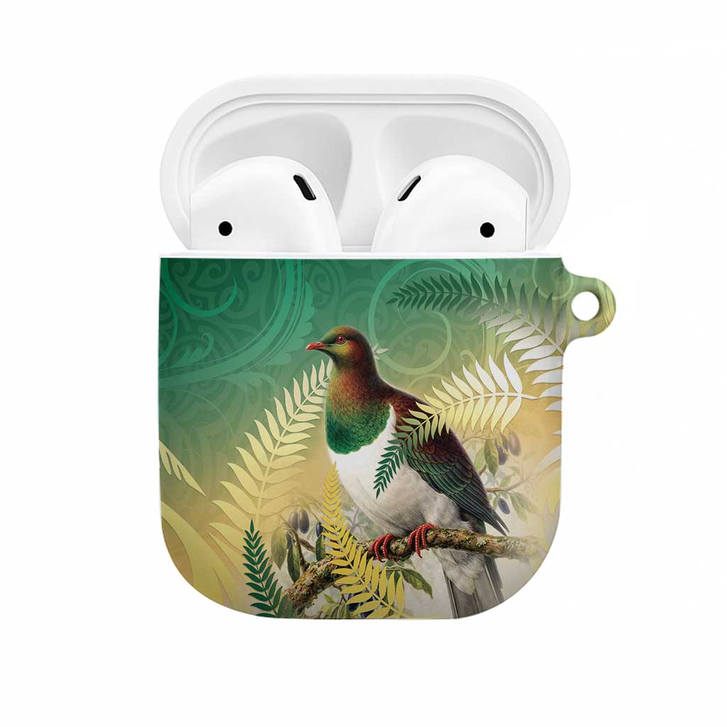 New Zealand Pigeon Kereru AirPods Case Maori Fern Art Green Gradient - Polynesian Pride