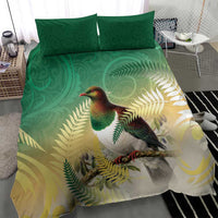 New Zealand Pigeon Kereru Bedding Set Maori Fern Art Green Gradient - Polynesian Pride