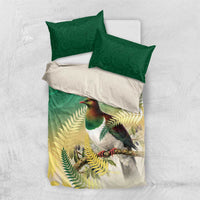 New Zealand Pigeon Kereru Bedding Set Maori Fern Art Green Gradient - Polynesian Pride