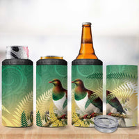 New Zealand Pigeon Kereru 4 in 1 Can Cooler Tumbler Maori Fern Art Green Gradient - Polynesian Pride