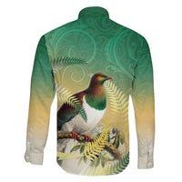 New Zealand Pigeon Kereru Family Matching Mermaid Dress and Hawaiian Shirt Maori Fern Art Green Gradient LT05 - Polynesian Pride