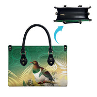 New Zealand Pigeon Kereru Leather Bag Maori Fern Art Green Gradient - Polynesian Pride
