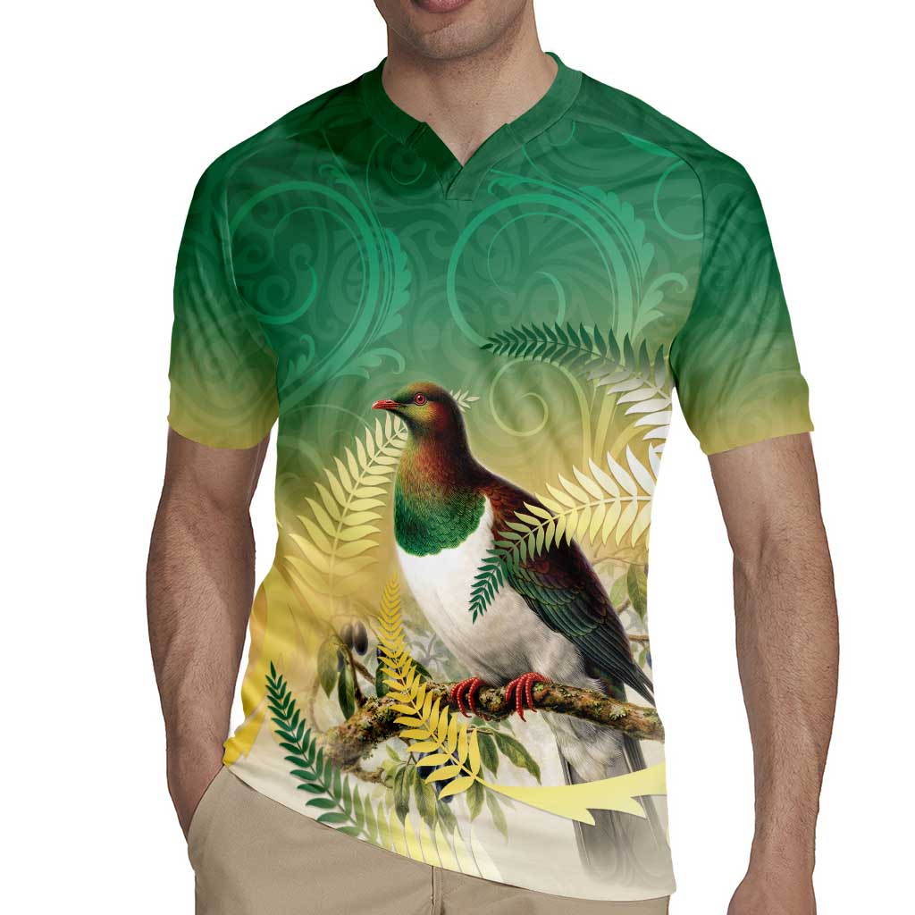 New Zealand Pigeon Kereru Rugby Jersey Maori Fern Art Green Gradient - Polynesian Pride