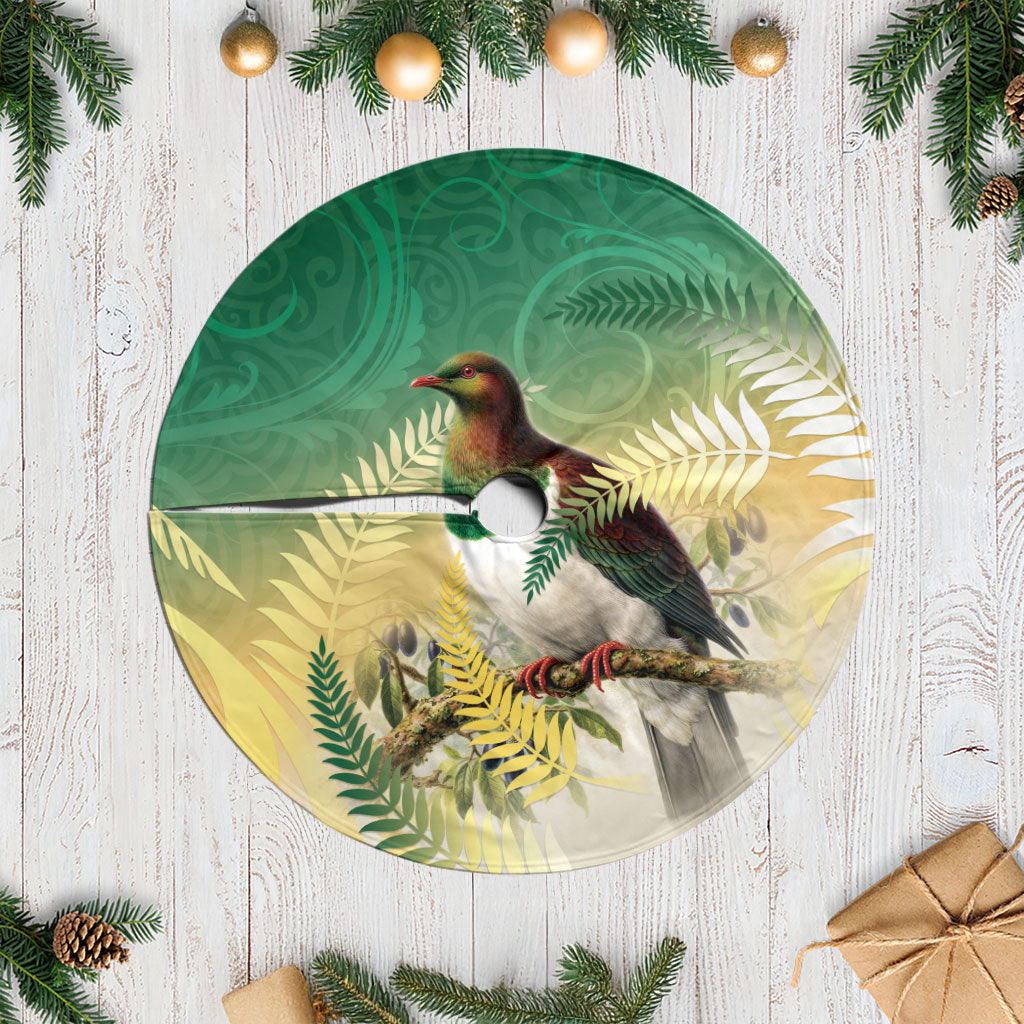 New Zealand Pigeon Kereru Tree Skirt Maori Fern Art Green Gradient LT05 Casual Green - Polynesian Pride