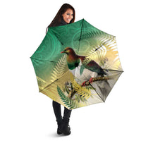 New Zealand Pigeon Kereru Umbrella Maori Fern Art Green Gradient - Polynesian Pride