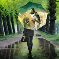 New Zealand Pigeon Kereru Umbrella Maori Fern Art Green Gradient - Polynesian Pride