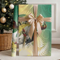 New Zealand Pigeon Kereru Wrapping Paper Maori Fern Art Green Gradient LT05 - Polynesian Pride