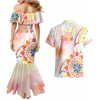 Happy Holi Festival Couples Matching Mermaid Dress and Hawaiian Shirt Rangoli With Polynesian Pattern LT05 - Polynesian Pride