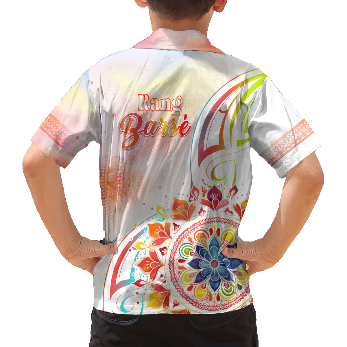 Happy Holi Festival Family Matching Long Sleeve Bodycon Dress and Hawaiian Shirt Rangoli With Polynesian Pattern LT05 - Polynesian Pride