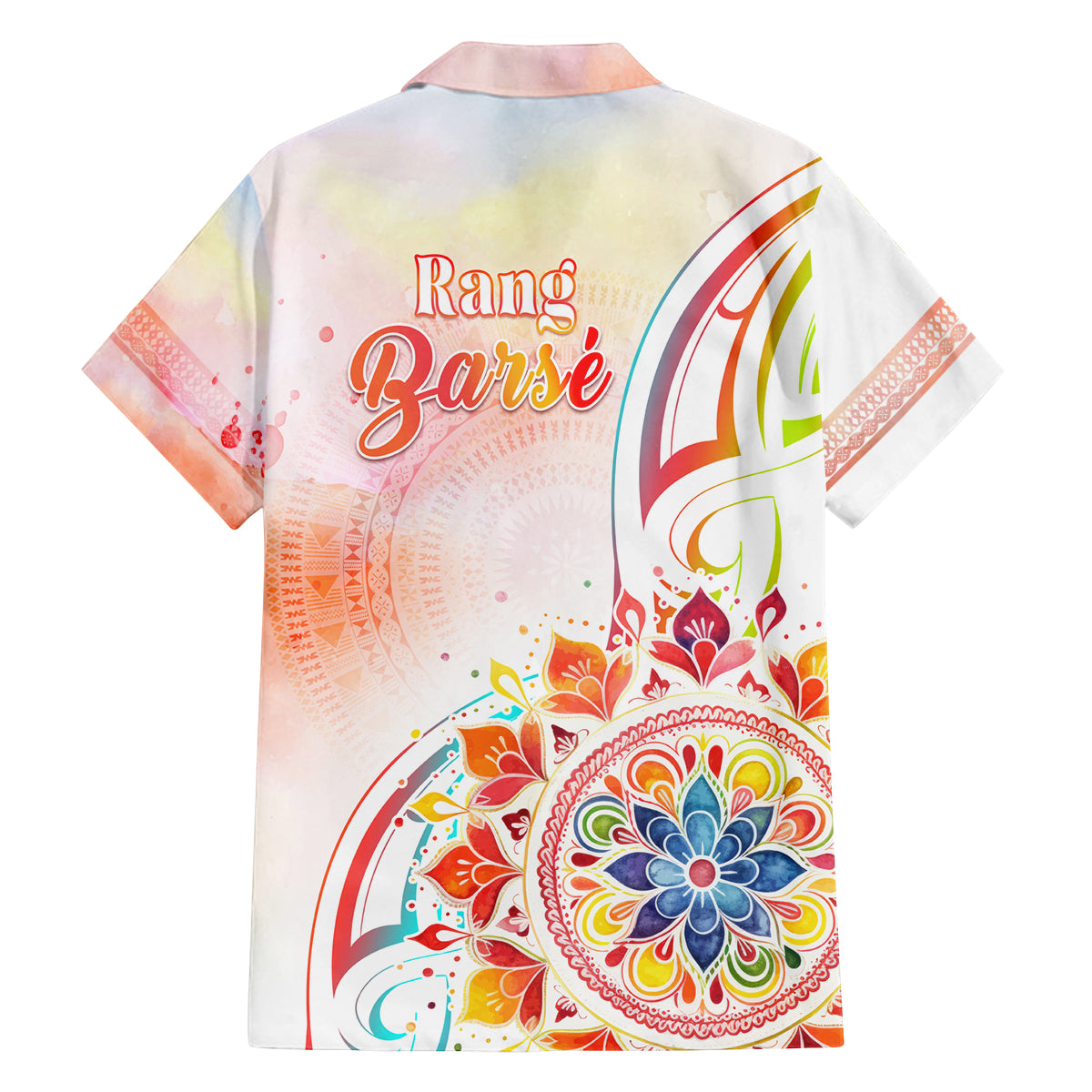 Happy Holi Festival Family Matching Summer Maxi Dress and Hawaiian Shirt Rangoli With Polynesian Pattern LT05 - Polynesian Pride