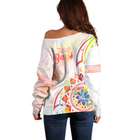 Happy Holi Festival Off Shoulder Sweater Rangoli With Polynesian Pattern LT05 - Polynesian Pride