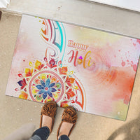 Happy Holi Festival Rubber Doormat Rangoli With Polynesian Pattern LT05 - Polynesian Pride