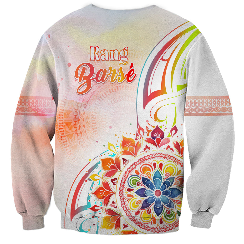 Happy Holi Festival Sweatshirt Rangoli With Polynesian Pattern LT05 - Polynesian Pride