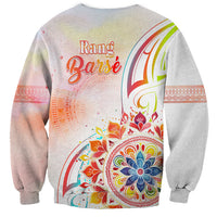Happy Holi Festival Sweatshirt Rangoli With Polynesian Pattern LT05 - Polynesian Pride