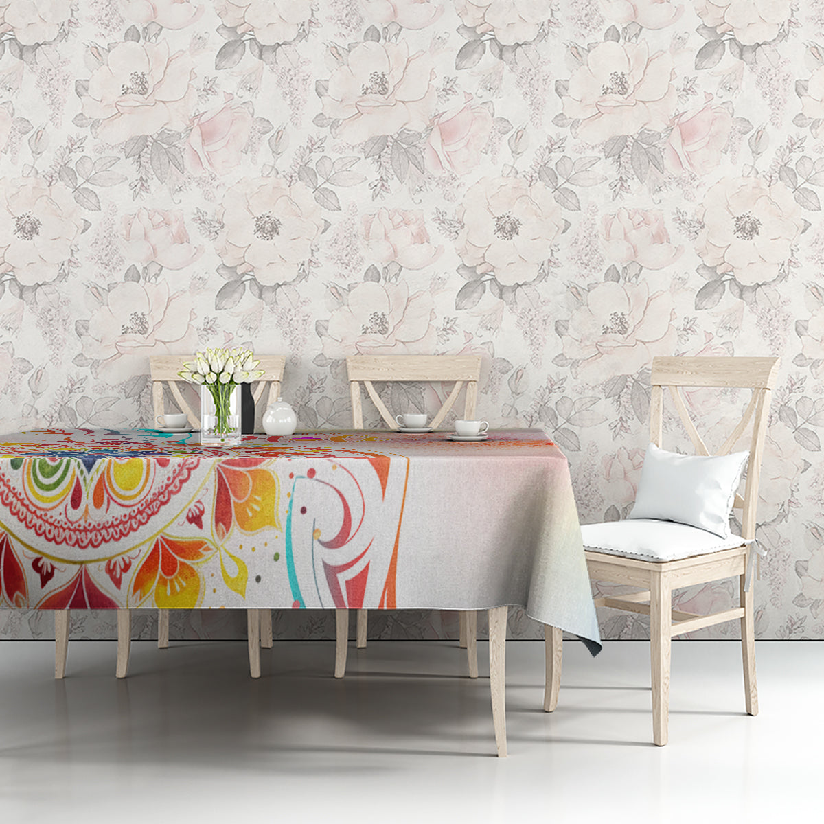 Happy Holi Festival Tablecloth Rangoli With Polynesian Pattern LT05 - Polynesian Pride