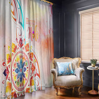 Happy Holi Festival Window Curtain Rangoli With Polynesian Pattern LT05 - Polynesian Pride