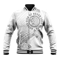 Brain Cancer Warrior Baseball Jacket Never Give Up LT05 Unisex White - Polynesian Pride