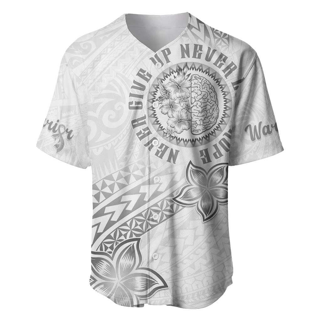 Brain Cancer Warrior Baseball Jersey Never Give Up LT05 White - Polynesian Pride