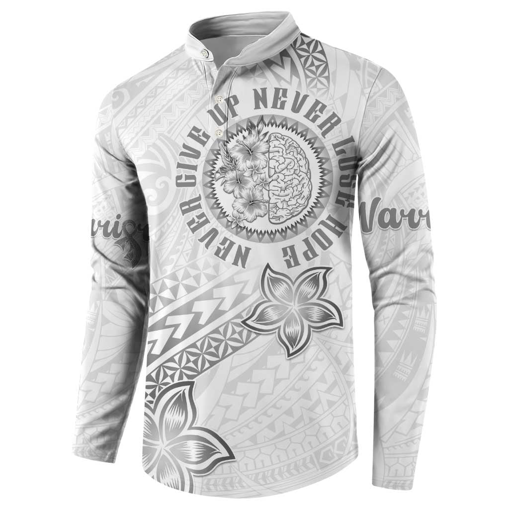 Brain Cancer Warrior Button Sweatshirt Never Give Up LT05 - Polynesian Pride