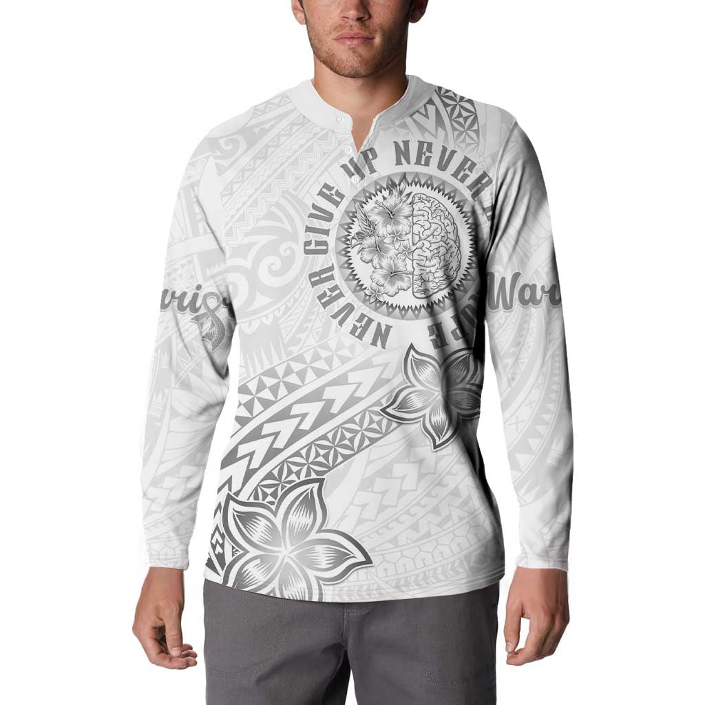 Brain Cancer Warrior Button Sweatshirt Never Give Up LT05 - Polynesian Pride
