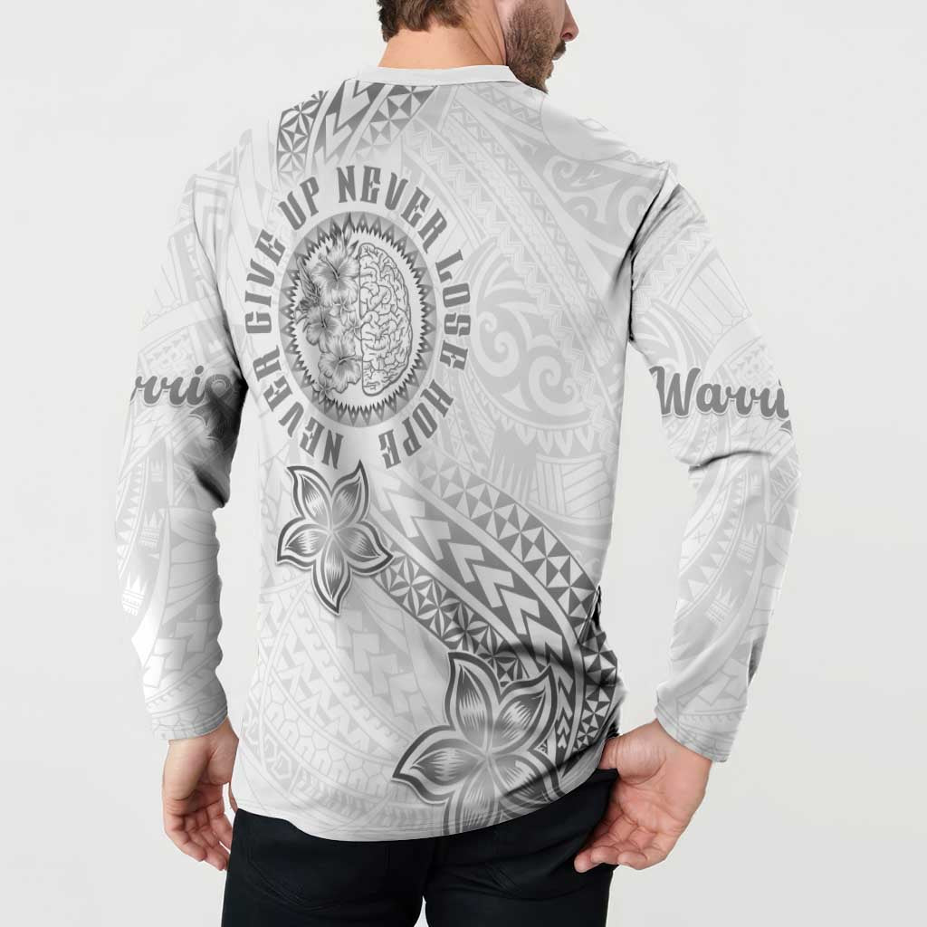 Brain Cancer Warrior Button Sweatshirt Never Give Up LT05 - Polynesian Pride