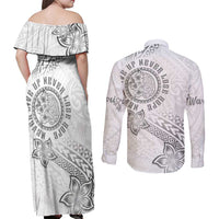 Brain Cancer Warrior Couples Matching Off Shoulder Maxi Dress and Long Sleeve Button Shirt Never Give Up